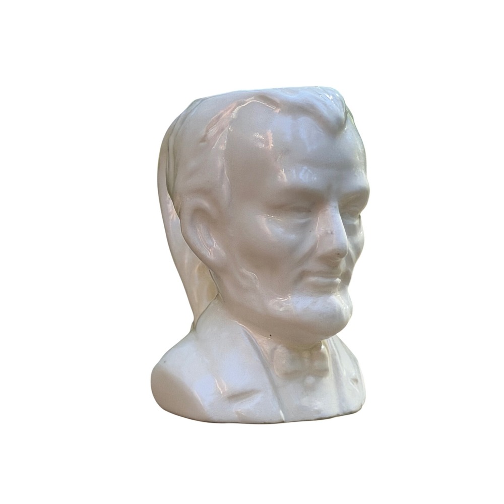 Abraham Lincoln Toby Mug White Ceramic Bust Handled Mini 1975 Vintage